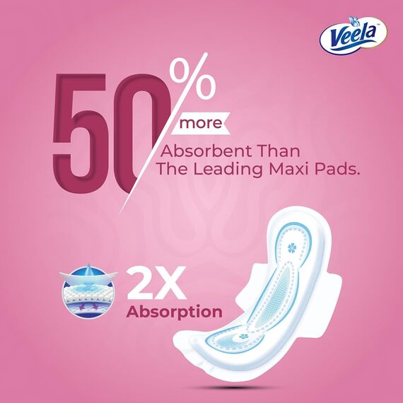 Veela Cushion Soft Maxi Pads for Women Heavy Flow Feminine Hygiene Pads Regular 12 Count, 5 image