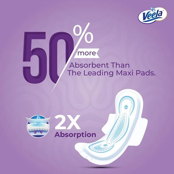 Veela Cushion Soft Maxi Pads for Women Heavy Flow Feminine Hygiene Pads Overnight 24 Count, 4 image