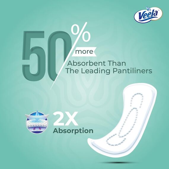 Veela Cushion Soft Pantiliners Ultra-Soft Breathable Leak-Proof Daily Feminine Hygiene Protection Long 25 Count, 8 image