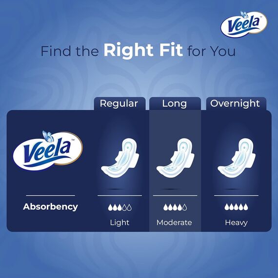 Veela Cushion Soft Ultra Thin Pads for Women Heavy Flow Feminine Hygiene Pads Long 8 Count