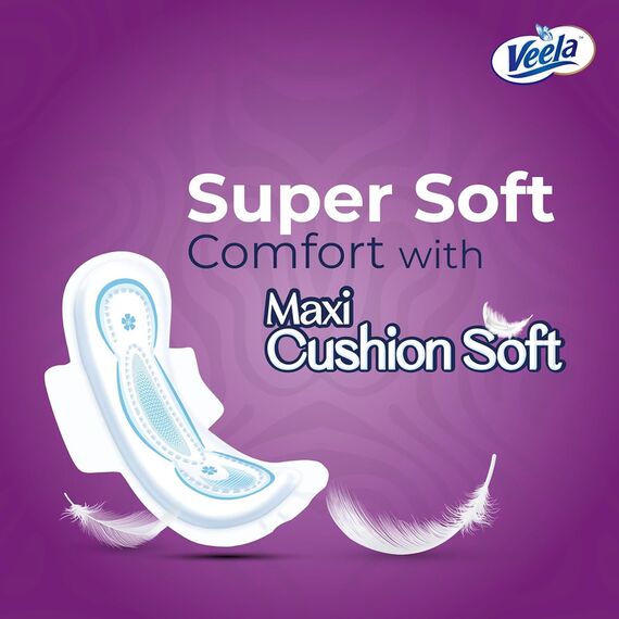 Veela Cushion Soft Ultra Thin Pads for Women Heavy Flow Feminine Hygiene Pads Overnight 14 Count, 6 image