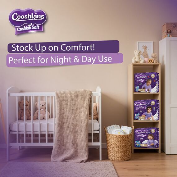 Cushion Soft Baby Diapers Size 2 32 Count Super Soft Cover Stretchy Fit Leak Guard Quick Absorb Core Hypoallergenic for 3–6 kg 7–13 lbs Babies, 5 image