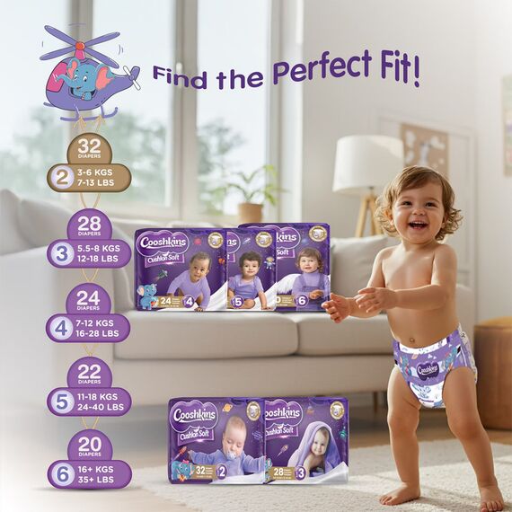 Cushion Soft Baby Diapers Size 2 32 Count Super Soft Cover Stretchy Fit Leak Guard Quick Absorb Core Hypoallergenic for 3–6 kg 7–13 lbs Babies, 6 image