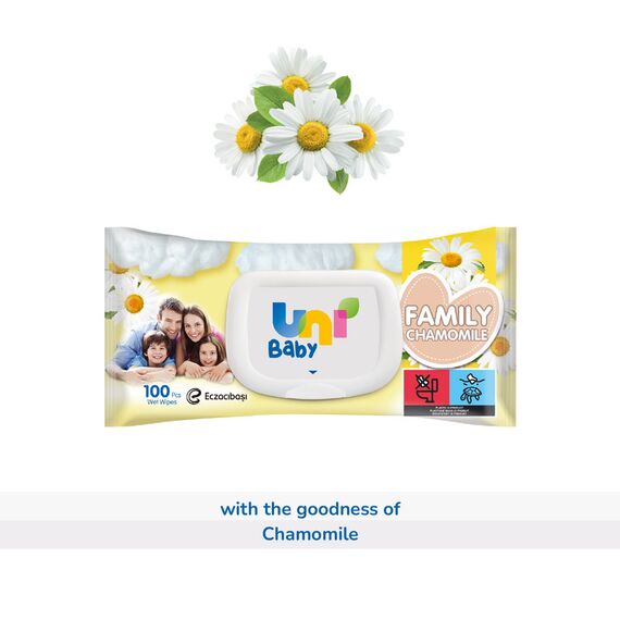 Uni Baby Family Wet Wipes Chamomile 100 pcs