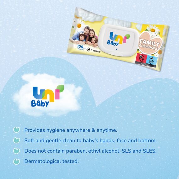 Uni Baby Family Wet Wipes Chamomile 100 pcs, 3 image