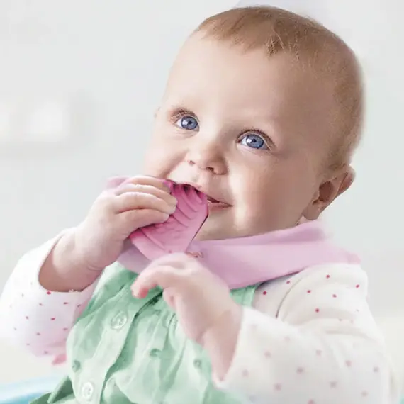 Babyjem Triangle Bib with Teether 0+ Months - White, 4 image