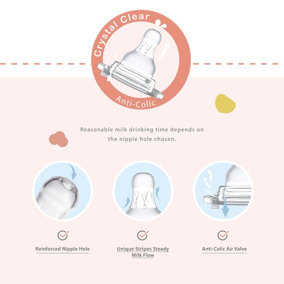 Farlin Grow With Colors PP Wide Neck Bottle Feeding 150ml 0M+, Color: pink, 4 image