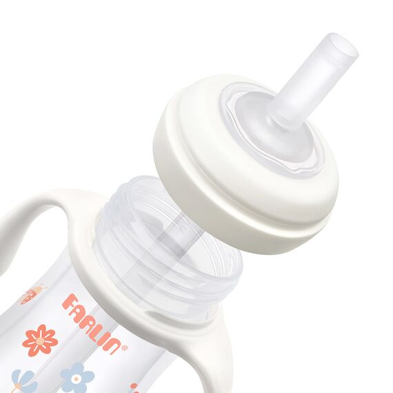 Farlin Grow With Colors PP Wide Neck Drinking Cup with Handle 270ml 6M+, Color: Orange