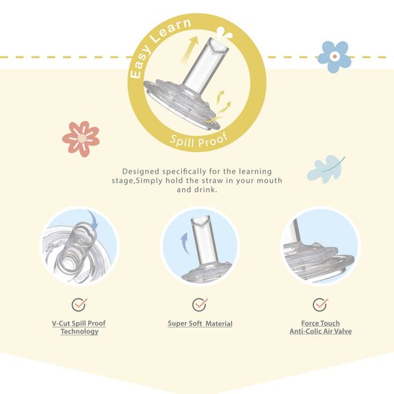 Farlin Grow With Colors PP Wide Neck Drinking Cup with Handle 270ml 6M+, Color: yellow, 3 image