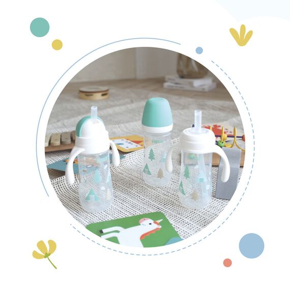 Farlin Grow With Colors PP Wide Neck Drinking Cup with Handle 270ml 6M+, Color: Green, 7 image