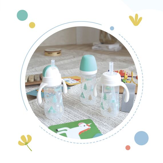 Farlin Grow With Colors PP Wide Neck Drinking Cup with Handle 270ml 6M+ Sliding Lid, Color: yellow, 7 image