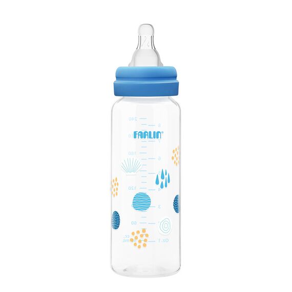 Farlin Grow With Colors PP Standard Neck Bottle Feeding 240ml 0M+, Color: Blue