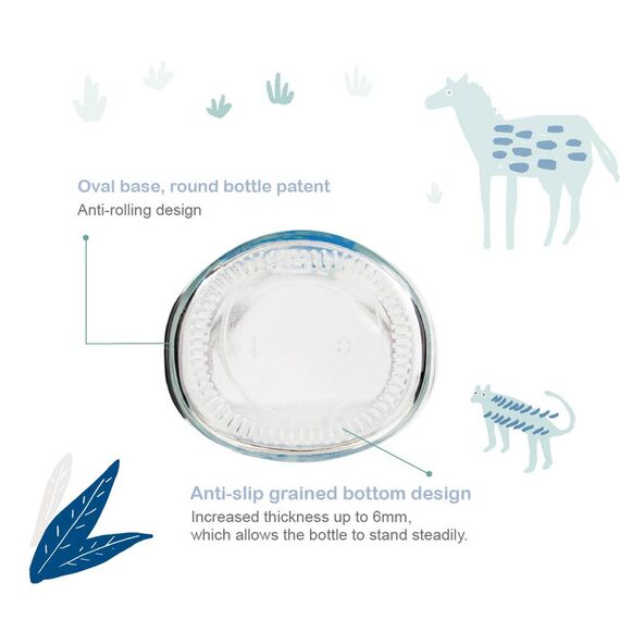 Farlin Heat Resistant α-33 Glass Wide Neck Feeding Bottle 240ml City Series - Blue, 8 image