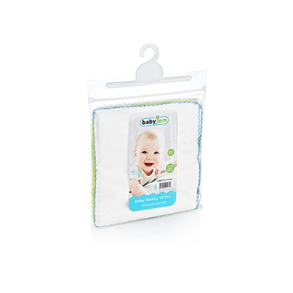 Babyjem Baby Hanky 28x28 cm 10 Pieces 0 Months+ - White
