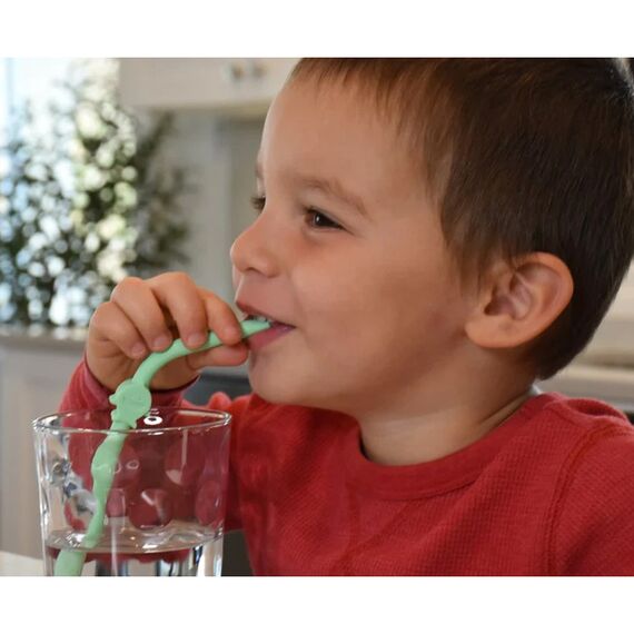 Melii Silicone Straws with Animals Clip Design & Cleaning Brush Set of 6 pcs, 3 image