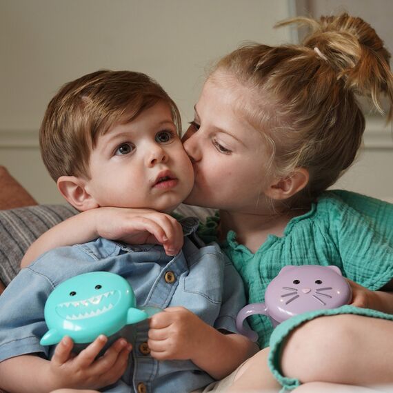 Melii Snack Container with Finger Trap, Color: Turquoise, 4 image