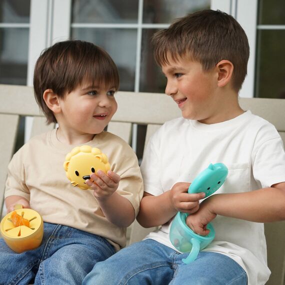 Melii Snack Container with Finger Trap, Color: Turquoise, 5 image