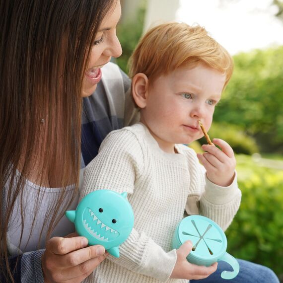 Melii Snack Container with Finger Trap, Color: Turquoise, 7 image