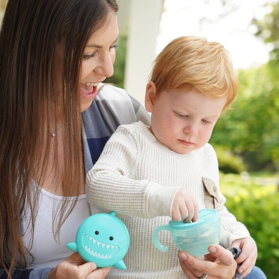 Melii Snack Container with Finger Trap, Color: Turquoise, 8 image