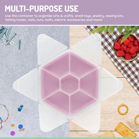 Melii Hexagon Snackle 6 Compartment, Color: pink, 5 image