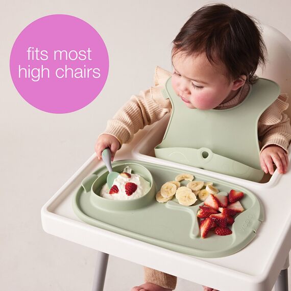 b.box Roll + Go Mealtime Mat with 3 Section Divider and Spoon, Color: Latte, 4 image