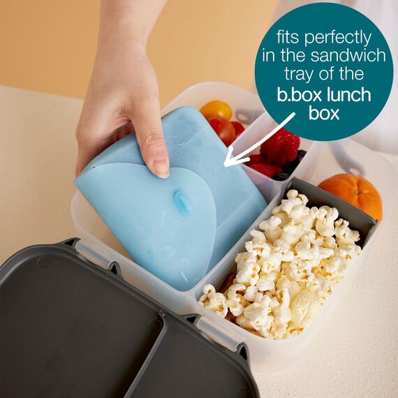b.box Silicone Lunch Pocket Reusable Silicone Sandwich Pouch, Color: Ocean, 4 image