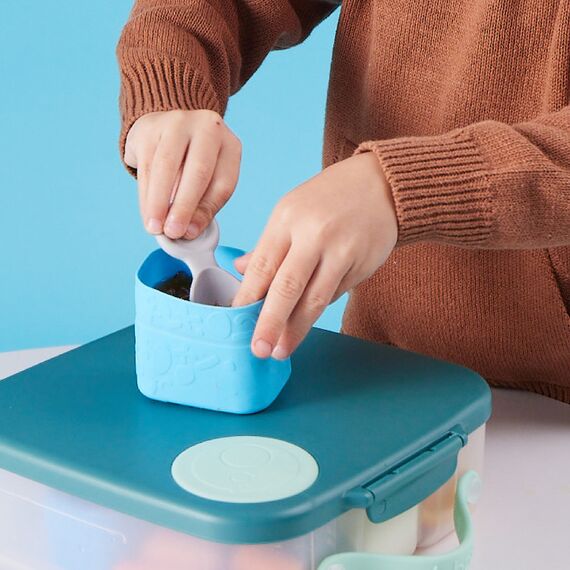 b.box Mini Spoon 3 Pack Soft Silicone Baby Spoons Set - Pastel Sage/Silver/Pink, 6 image