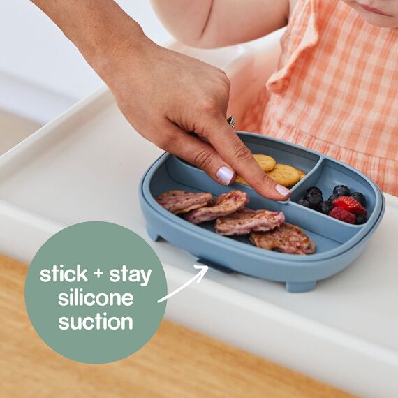 b.box 2 in 1 Suction Plate with Removable Divider, Color: Ocean, 2 image
