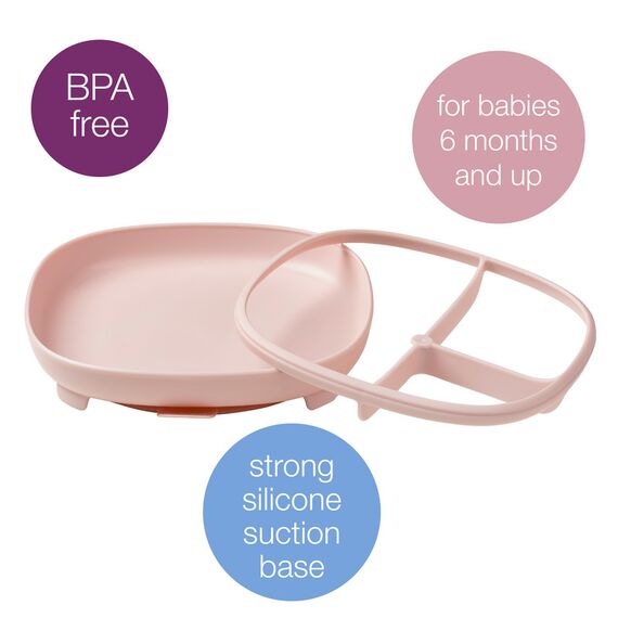 b.box 2 in 1 Suction Plate with Removable Divider, Color: Blush