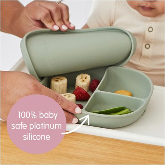 b.box Silicone Suction Plate with Lid , Color: Sage, 3 image