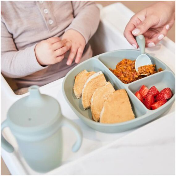 b.box Silicone Suction Plate with Lid , Color: Sage, 5 image