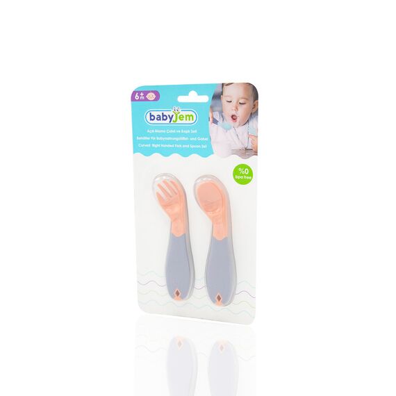 Babyjem Plastic Angled Fork & Spoon Set 6+ Months, Color: Multicolor, 3 image