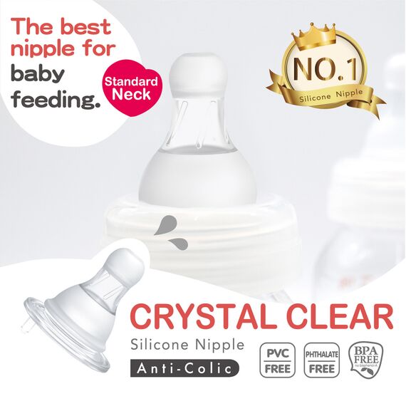 Farlin AC-21015 Crystal Clear Silicone Standard Neck Anti-Colic Nipple L 2PCS, 8 image