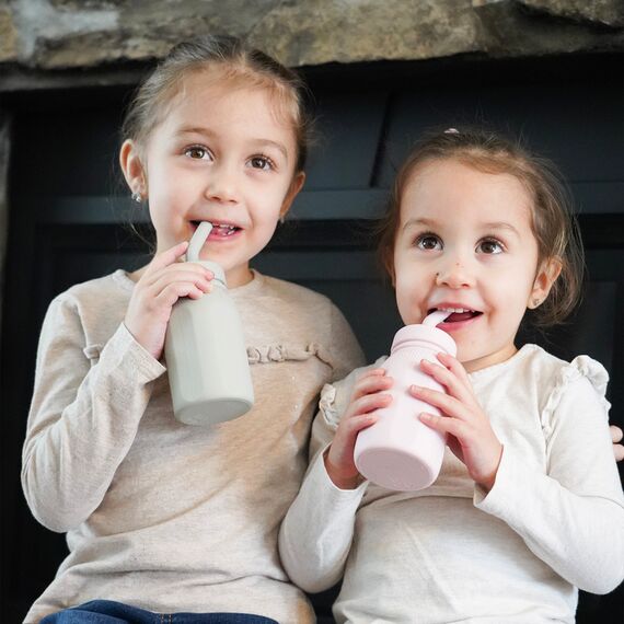 Melii Silicone Water Bottle with Straw 230 ml, Color: Grey, 2 image