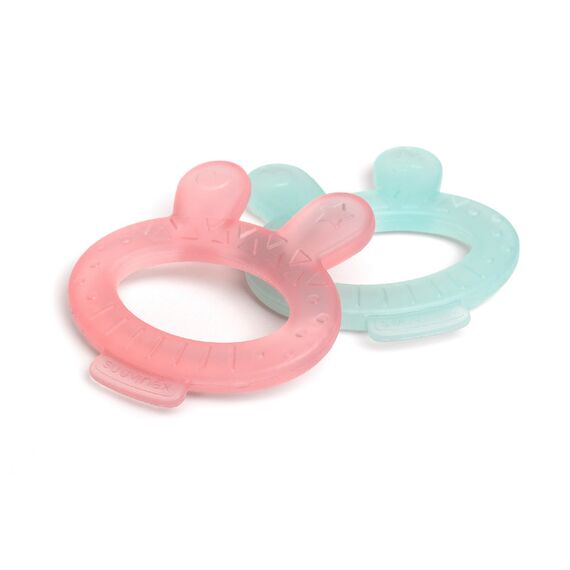 Suavinex Rabbit Teether for Baby +0 Months Made of One-piece Silicone, Helps Soothe Inflamed Gums & Stimulates Fine Motor Skills - Assorted Colors