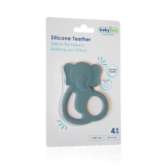 BabyJem Silicone Elephant Teether with Stainless Steel Core, Color: Mint, 6 image