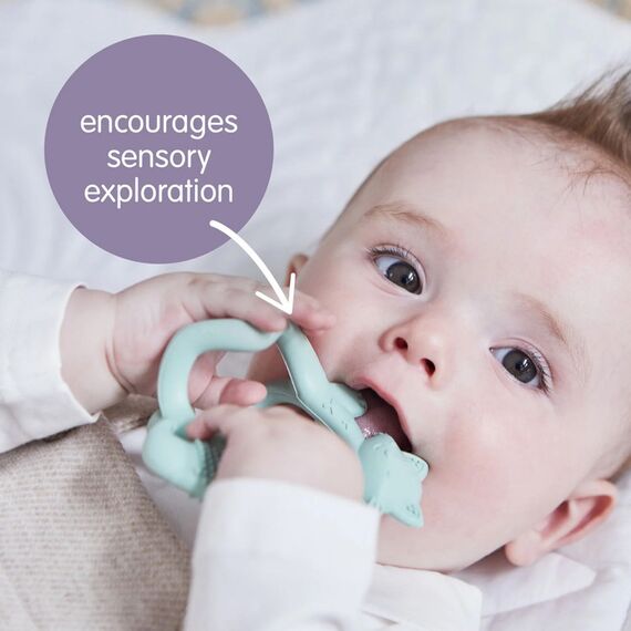 b.box Wrist Teether Soft Silicone Teething Toy 3m+, Color: Grey, 3 image