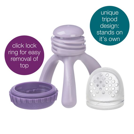 b.box Silicone Fresh Food Feeder with Tripod Design and Cap, Color: Purple