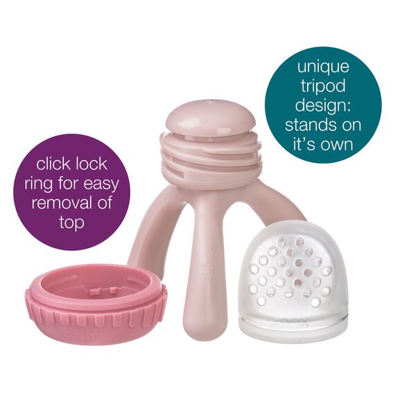 b.box Silicone Fresh Food Feeder with Tripod Design and Cap, Color: Blush