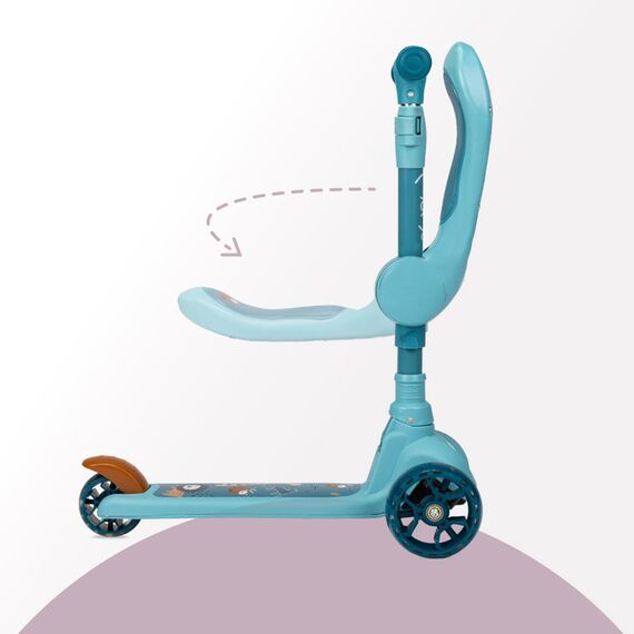 MoMi Kiuru 2-in-1 Scooter and Ride-On, Color: Blue