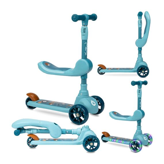 MoMi Kiuru 2-in-1 Scooter and Ride-On, Color: Blue, 5 image