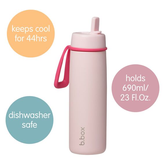 b.box 690mL Insulated Flip Top Bottle, Color: pink