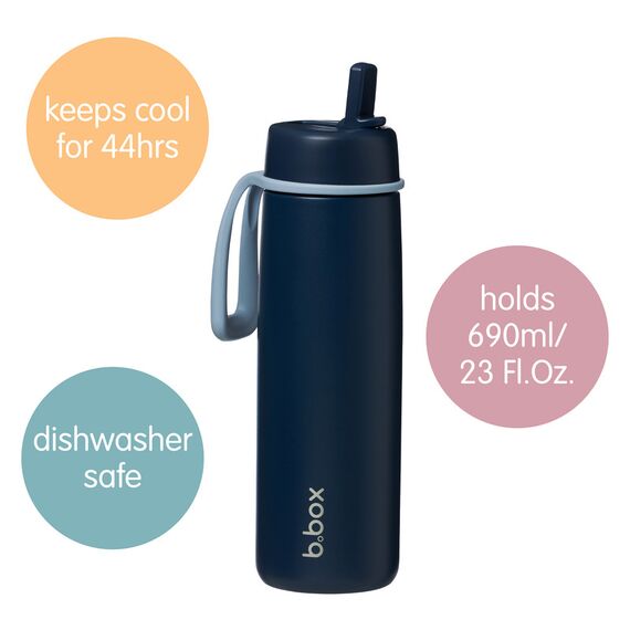b.box 690mL Insulated Flip Top Bottle, Color: Black