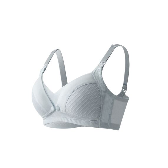 Okus Comfy Cotton Maternity & Nursing Bra, Color: Light Grey, Maternity Size: L, 2 image