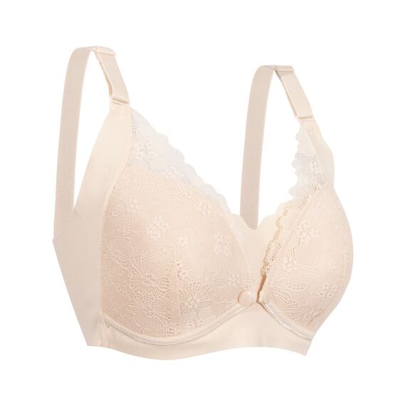 Okus Pretty Lace Maternity & Nursing Bra, Color: Beige, Maternity Size: S, 2 image