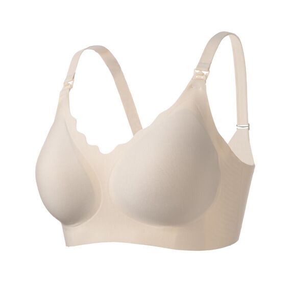 Okus Water Touch Seamless Maternity & Nursing Bra, Color: Beige, Maternity Size: M, 2 image