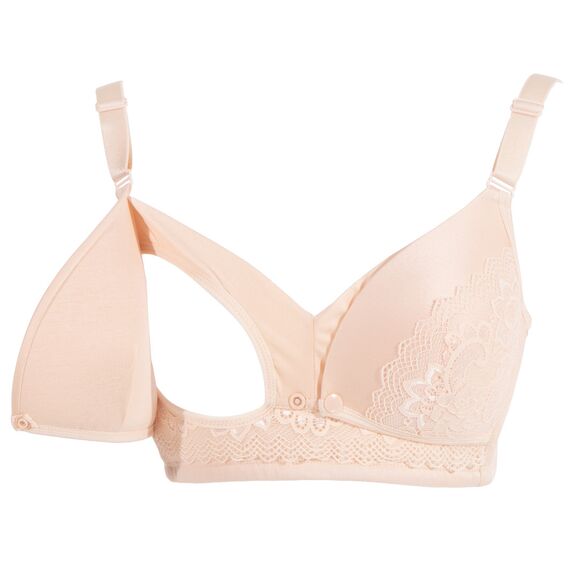 Okus Full Cup Maternity & Nursing Bra, Color: Beige, Maternity Size: M, 4 image