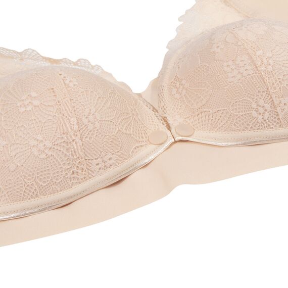 Okus Pretty Lace Maternity & Nursing Bra, Color: Beige, Maternity Size: XL, 4 image