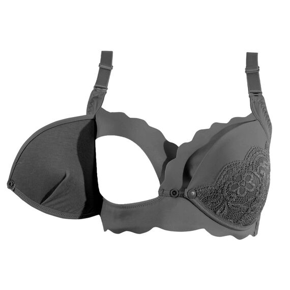 Okus Elegant Seamless Maternity & Nursing Bra, Color: Black, Maternity Size: L, 4 image