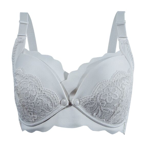 Okus Elegant Seamless Maternity & Nursing Bra, Color: Light Grey, Maternity Size: S, 5 image